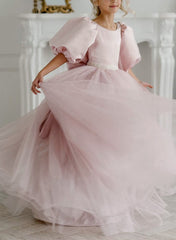 A-Line/Princess Girl Dresses with Bowknot & Beading