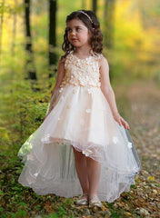 A-Line/Princess Scoop Flower Girl Dresses With Applique