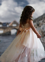 A-Line/Princess Scoop Flower Girl Dresses With Applique