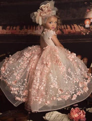 Ball Gown Tulle Little Girl Floral Dresses with Applique