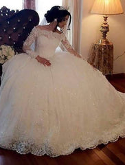 Ball Gown Off-the-Shoulder Floor-length Lace Wedding Dress