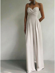 Floor-Length Spaghetti Straps Sleeveless Wedding Guest Party Jumpsuits