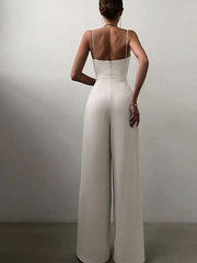 Floor-Length Spaghetti Straps Sleeveless Wedding Guest Party Jumpsuits