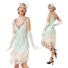 1920s Sheath/Column V-Neck Sequins Vintage Costume Party Dresses