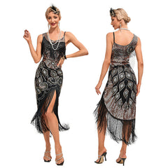 1920s The Great Gatsby Outfit Sheath/Column One-Shoulder Sequins Vintage Dresses