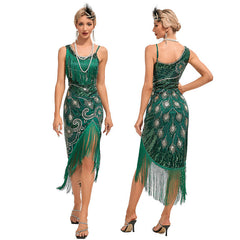 1920s The Great Gatsby Outfit Sheath/Column One-Shoulder Sequins Vintage Dresses