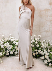 Sheath/Column One-Shoulder Floor-length Long Bridesmaid Dresses