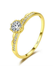 Ring Party Classic Gold S925 Sterling Silver Precious Stylish Simple