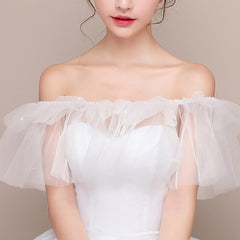 Shawls Women's Wrap Bridal's Wraps Elegant Romantic Sleeveless Tulle Wedding Wraps With Faux Pearl