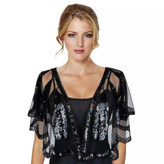 Women's Wrap Shawls Vintage Sleeveless Sequins Wraps With Paillette For Party