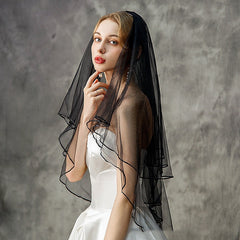 Two-tier Wedding Veil/ Elbow Veils with Flower Tulle