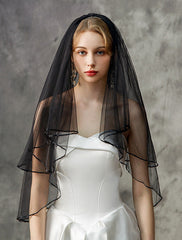 Two-tier Wedding Veil/ Elbow Veils with Flower Tulle