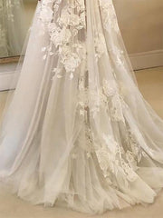 A-Line/Princess V-Neck Beach Wedding Dress with Appliques