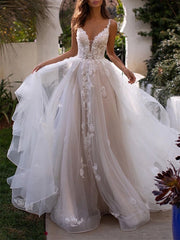A-Line/Princess Sweetheart Wedding Dress Spaghetti Straps with Appliques