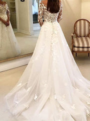 Ball Gown Off-the-Shoulder Wedding Dress Long Sleeves with Appliques